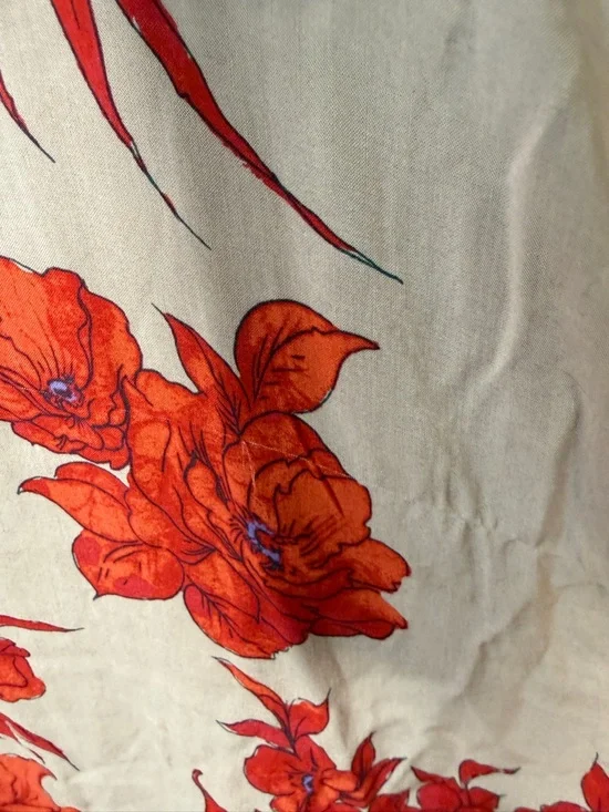 Free People Floral Long Sleeve Mini Dress Boho Grey Red OVersized XS - Picture 4 of 9